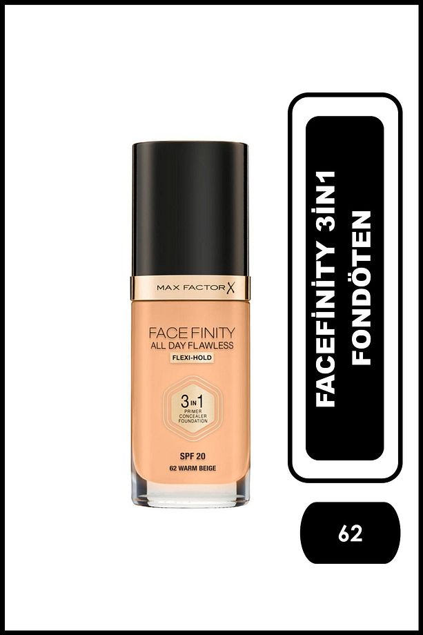 Fondöten - FaceFinity All Day Flawless Foundation 62 Warm Beige 3614227923409 - 1