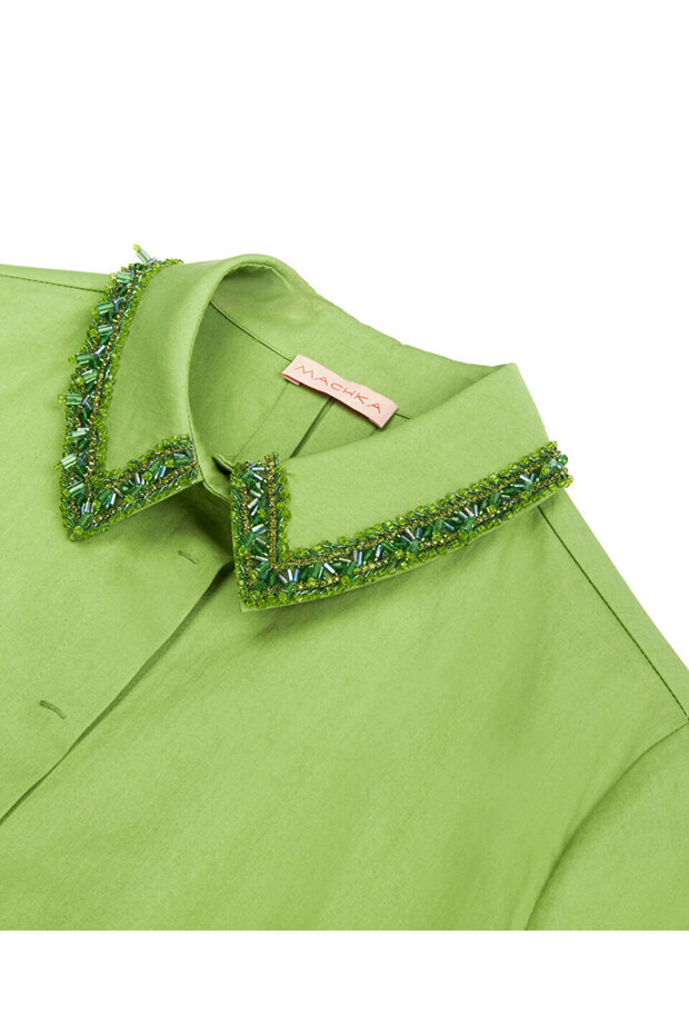 İşlemeli poplin gömlek - 4