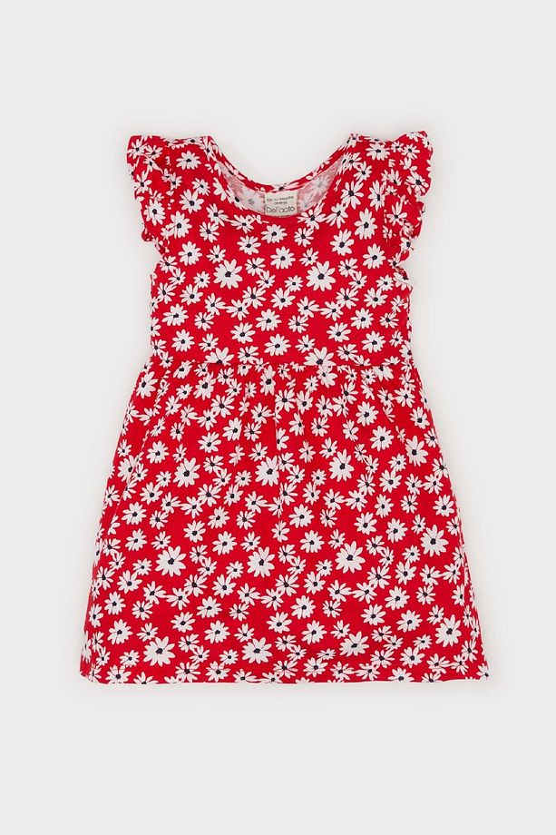 Kız Bebek Çiçek Desenli Kısa Kollu Yazlık Elbise A0136a525sm - 1