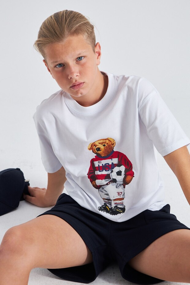 Teddy Bear Printed 100% Cotton Men's Oversize Kids T-Shirt