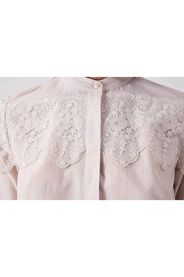 Dantel mix gömlek - 6