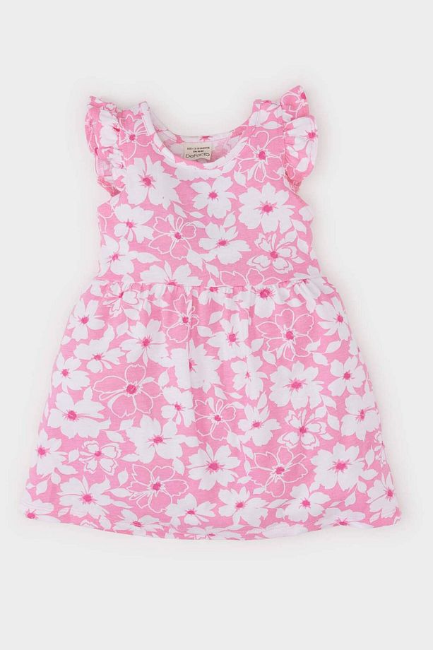 Kız Bebek Çiçek Desenli Kısa Kollu Yazlık Elbise A0136a525sm - 1