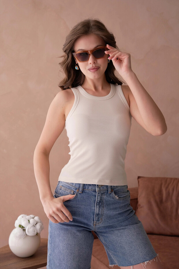 Ribbed Basic Undershirt with Karyoka Stitching on the Back - 5