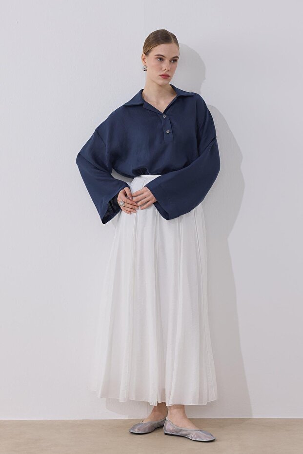 Dalya Bluz Lacivert - 3