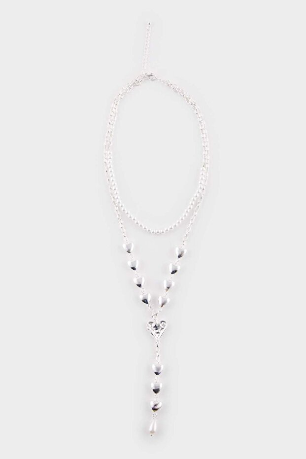 Kadın Kalpli 2'li Silver Kolye E6470AXNS - 4