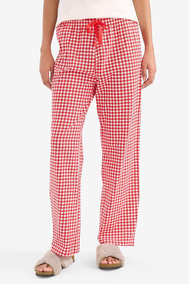Pijama Takımı Kısa Kollu Üst Esnek Belli Kareli Uzun Alt-fall In Love E4822ax25sp - 5
