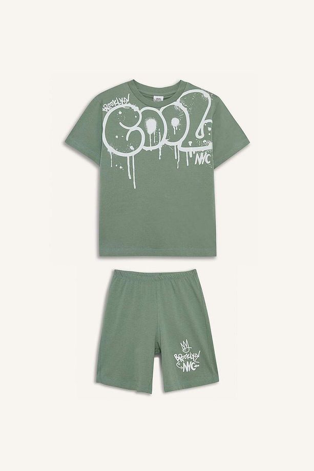 Erkek Çocuk Pijama Takımı Baskılı Kısa Kollu Üst Beli Lastikli Şort E0021A825SM - 8