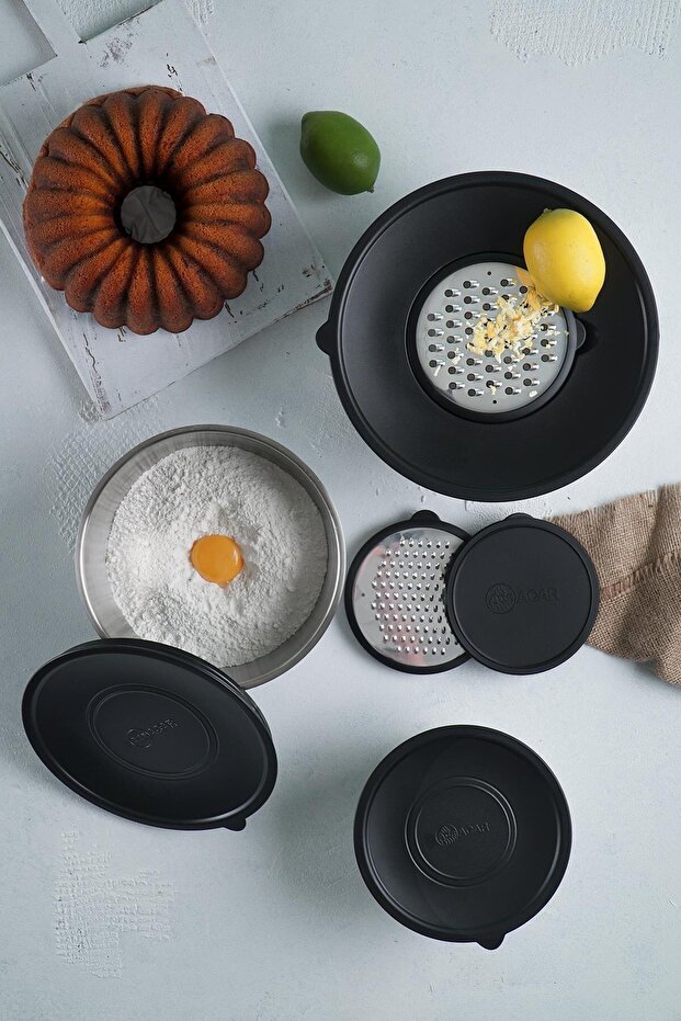 9 Pieces Carat Grater - Storage and Mixing Container (16-20-24 cm) (Made in Turkey)