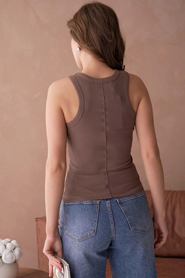قميص داخلي أساسي مضلع مع خياطة كاريوكا على الظهر - 6
