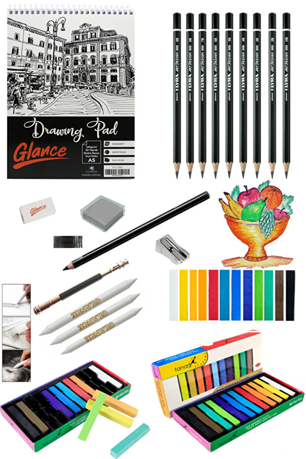Sketchbook A5 120 Gr 50 Yp Lyra Graded Pencil Fanart Academy Powder Pastel Set 12 Colors