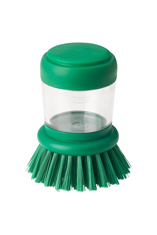 VIDEVECKMAL Dish-washing brush with dispenser, bright green