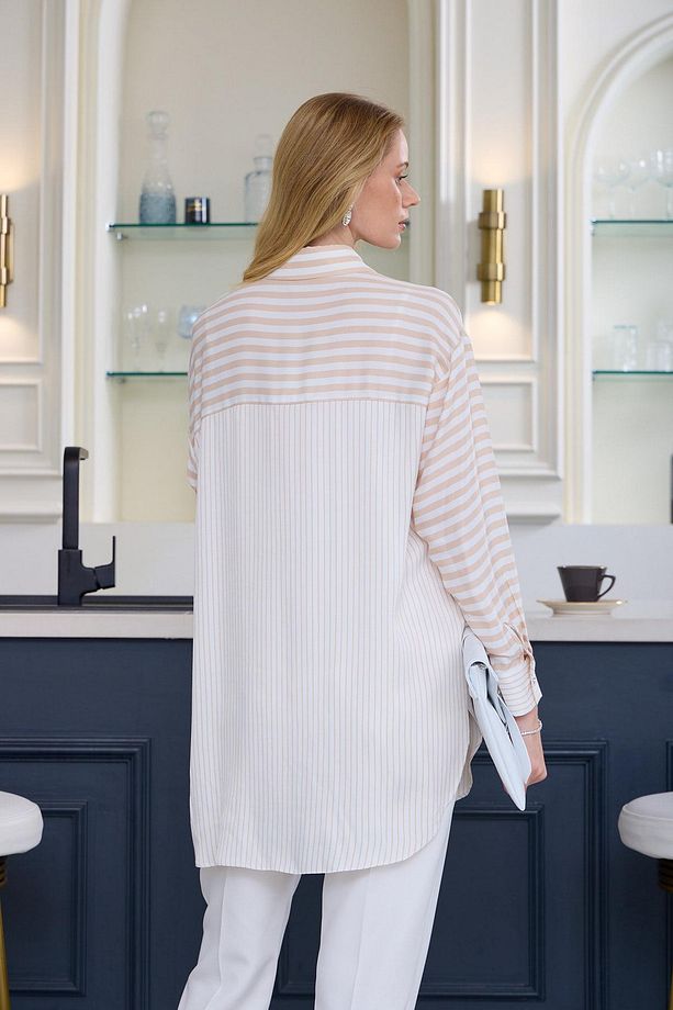 Premium By Moodbasic TAŞLI ÇİZGİLİ SATEN TUNİK - 2