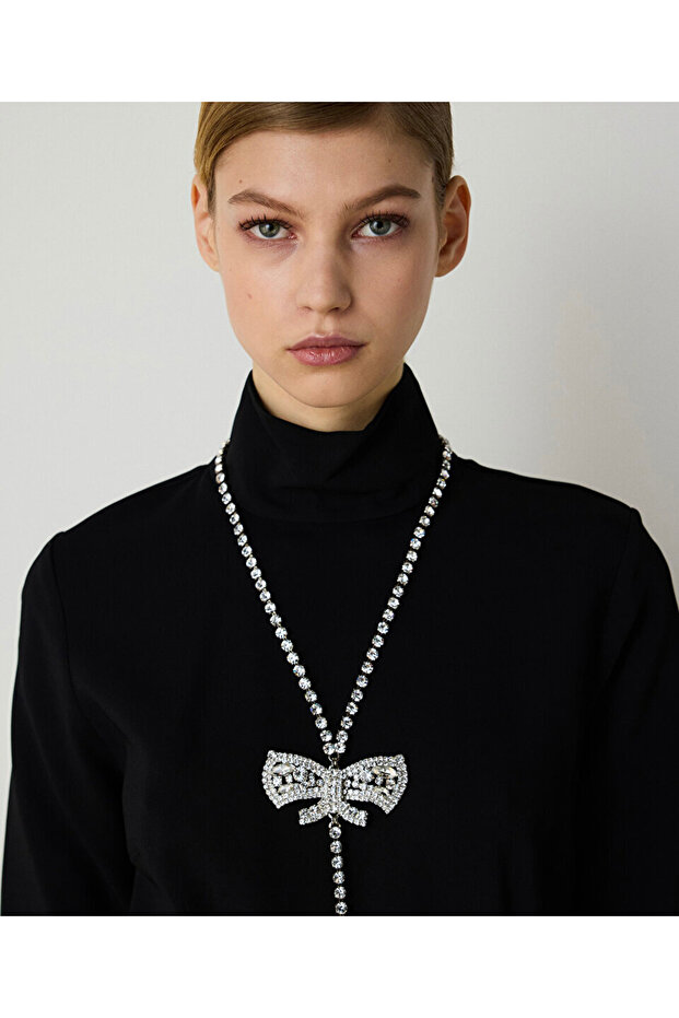 Çıkarılabilir vücut kolyeli elbise - 5