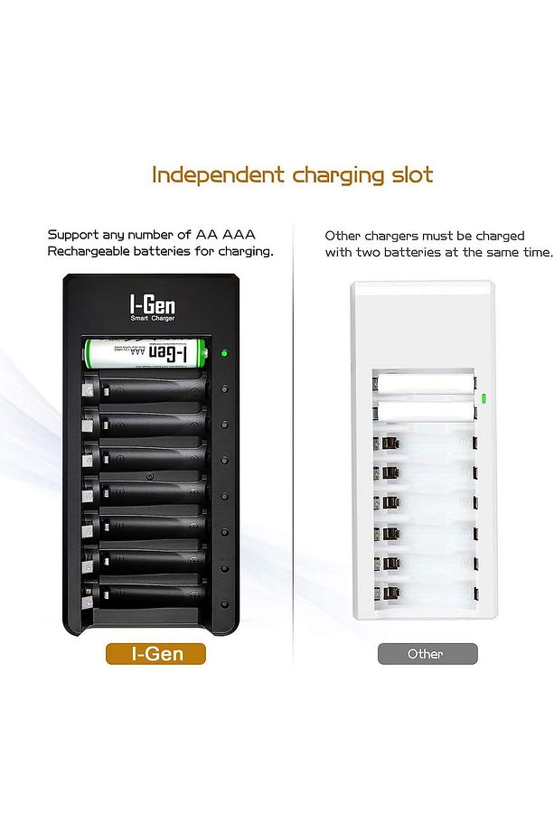 I-gen G879 8'li Pil Şarj Aleti 4 Adet Aa 2700 Mah 4 Adet Aaa 900 Mah Şarjlı Kalem Pilli Set - 6