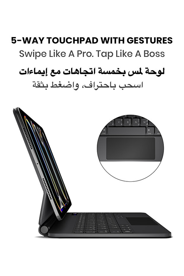 SpacePad Pro iPad Keyboard 5-Way Touch, LED Display, EN/AR Air 4/5, Pro11 2018 2022, Air 11 2024 - 5