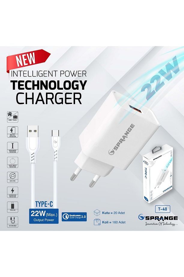 Huawei P Smart S Yerli üretim T-40 TYPC 22 watt hızlı sarj baslık+ kablo - 2
