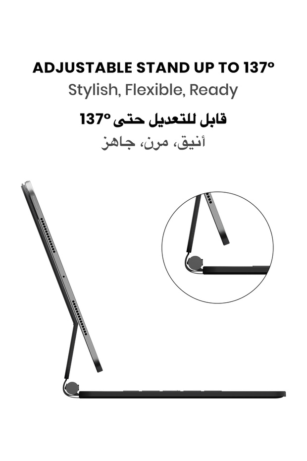 لوحة مفاتيح SpacePad Pro iPad بخمسة اتجاهات، شاشة LED، إضاءة خلفية، تدعم اللغة الإنجليزية/العربية لجهاز iPad Pro 11 (M4) - 7