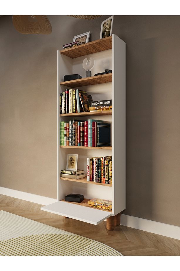 Bohem 5 Raflı Kapaklı Kitaplık MDF Dekoratif Kapak - 2