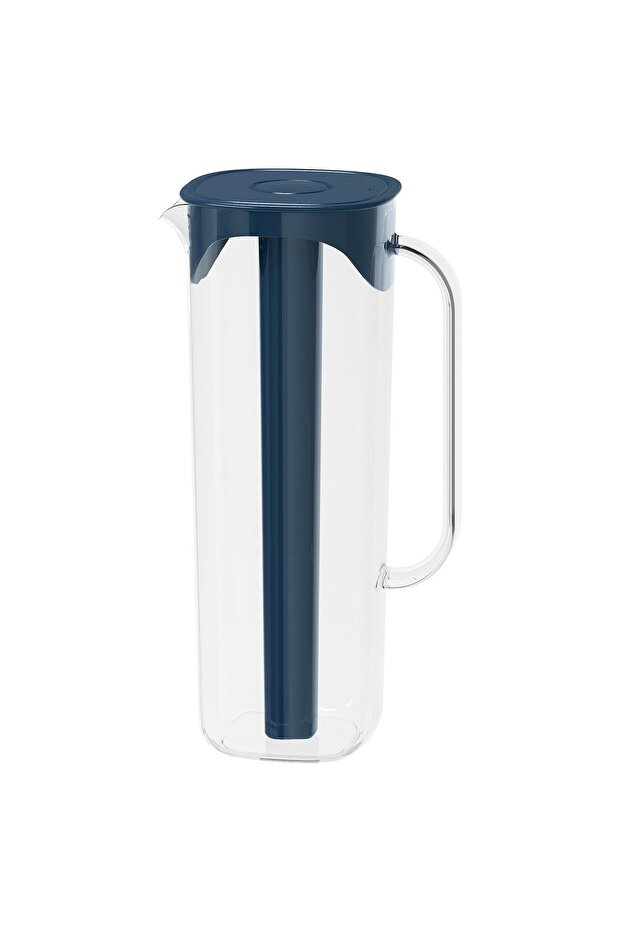 MOPPA Jug with lid, dark blue/transparent, 1.7 l