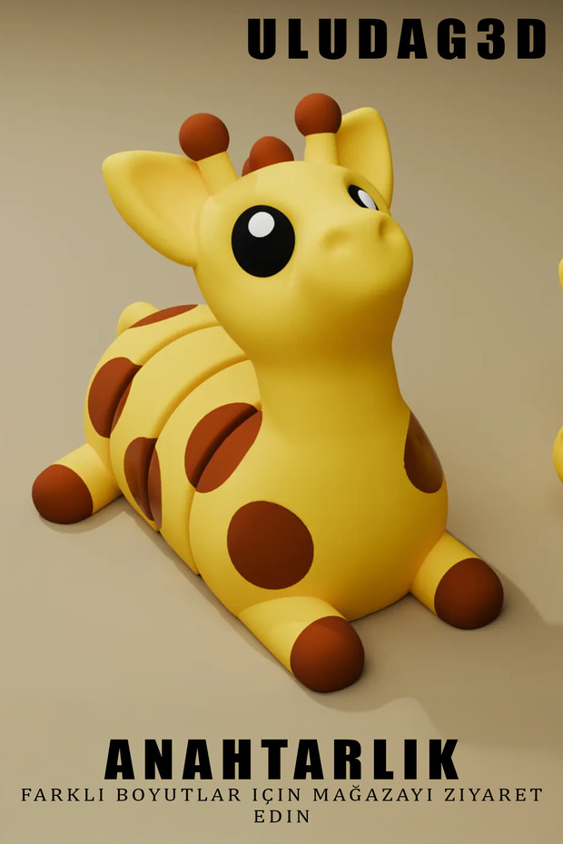 طباعة ثلاثية الأبعاد على شكل زرافة متحركة - سلسلة مفاتيح - 1