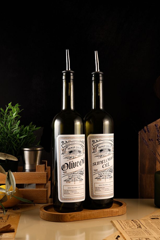 750ml Retro Serisi Ahşap Stantlı Zeytinyağı Şişesi,ayçiçek Yağı Şişesi,yağdanlık - 3