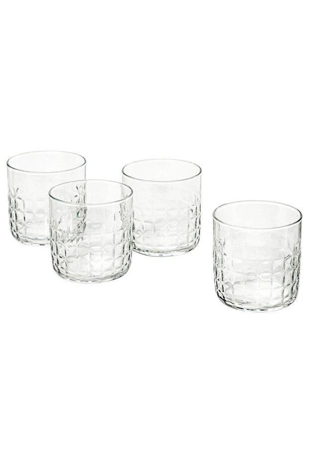 FRÖJDA Clear Glass 30 cl (4-Pack) 9 cm Tall, Elegant Faceted Design