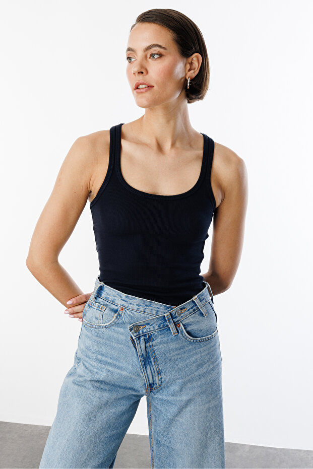 Kadın Fitilli Görünümlü Kalın Askılı Basic Atlet ATLET1 - 5