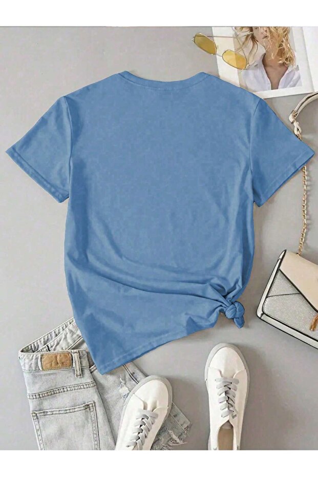 女式夏季休闲雏菊花卉字母印花短袖 t 恤 - 2