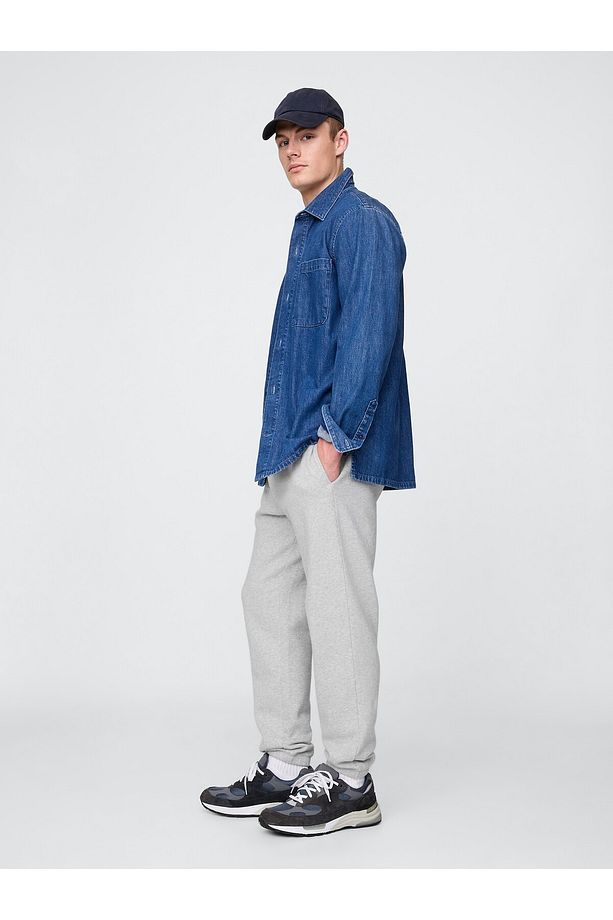 Erkek Gri VintageSoft Fleece Jogger Eşofman Altı - 6