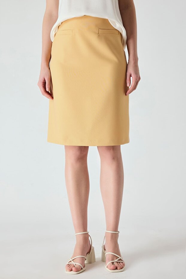 Cep detaylı lycralı etek - 3