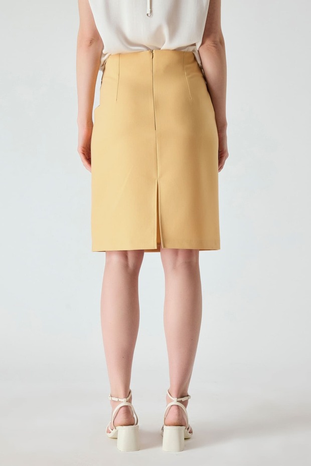 Cep detaylı lycralı etek - 2