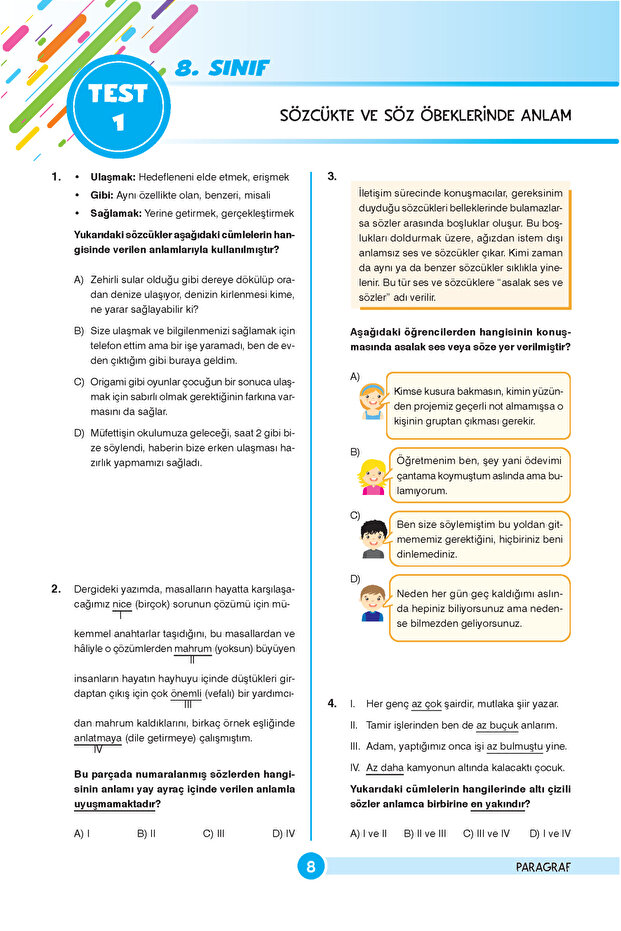 8. Sınıf Paragraf Doğru Başlangıç Soru Bankası Fix Çıkan Sorular - 3
