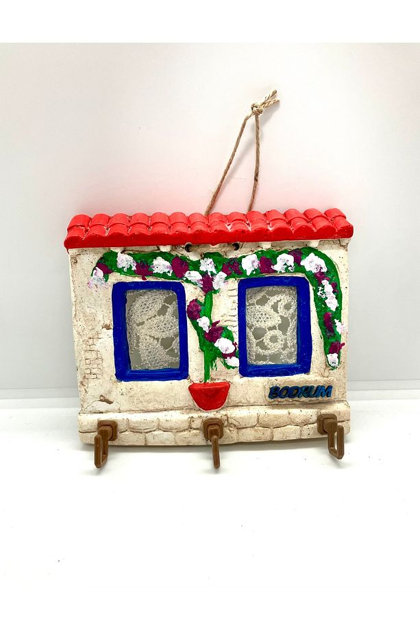 Bodrum Taş Anahtar Kapı Duvar Askılık Pencereli Anahtarlık 16x11 cm - 2