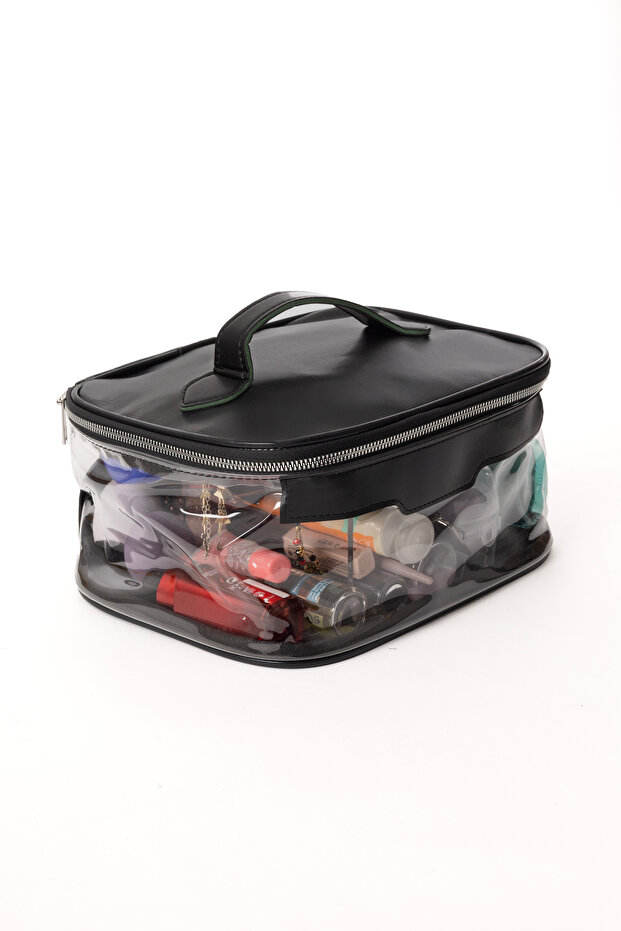 Ns Practical Transparent Pvc Makeup Case - 25X21X13 cm Black Functional Large Capacity - 4