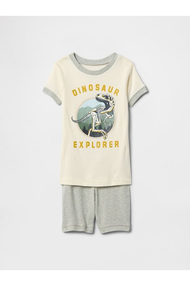 Bebek Gri Dinozor Desenli Pijama Takımı - 1