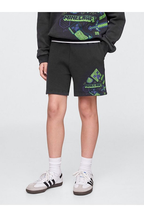 Erkek Çocuk Siyah Grafik Fleece Pull-On Şort - 3