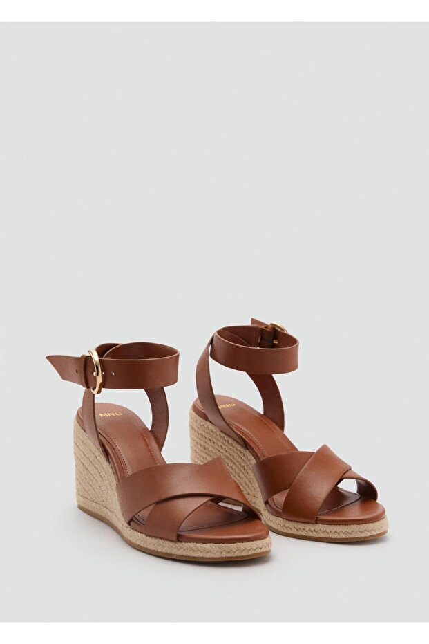Çapraz kayışlı dolgu topuklu sandalet - 1