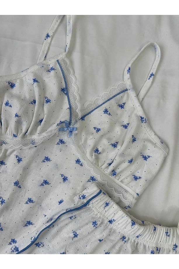 Alaçatı Stili Şort Atlet Pijama Takım - 2