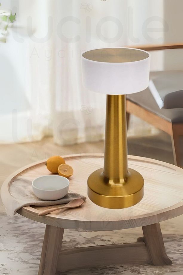 İnci Gold, Dokunmatik Dimmerli, 3 Farklı Işık Tonlu, Şarjlı ve Taşınabilir LED Masa Lambası - 5