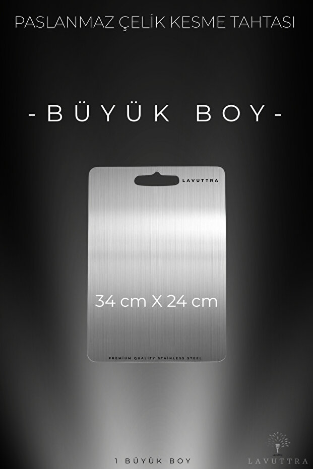 34X24 cm Large Size Stainless Steel Cutting Board - Antibacterial - Stain and Water Resistant