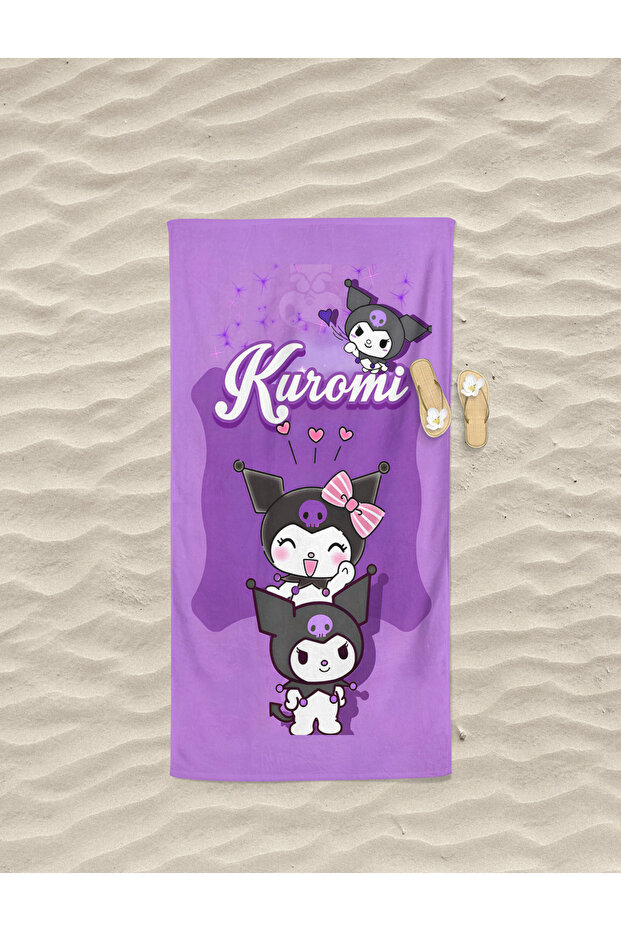 Kuromi Patterned Digital Printed Teenage Girl Beach Bath Towel