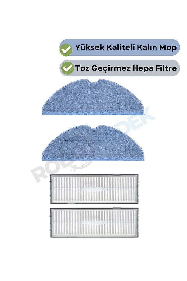 Roborock S8, S8 Plus, S8 Pro Ultra Uyumlu Yedek Mop Ve Hepa Filtre-4 Parça - 1