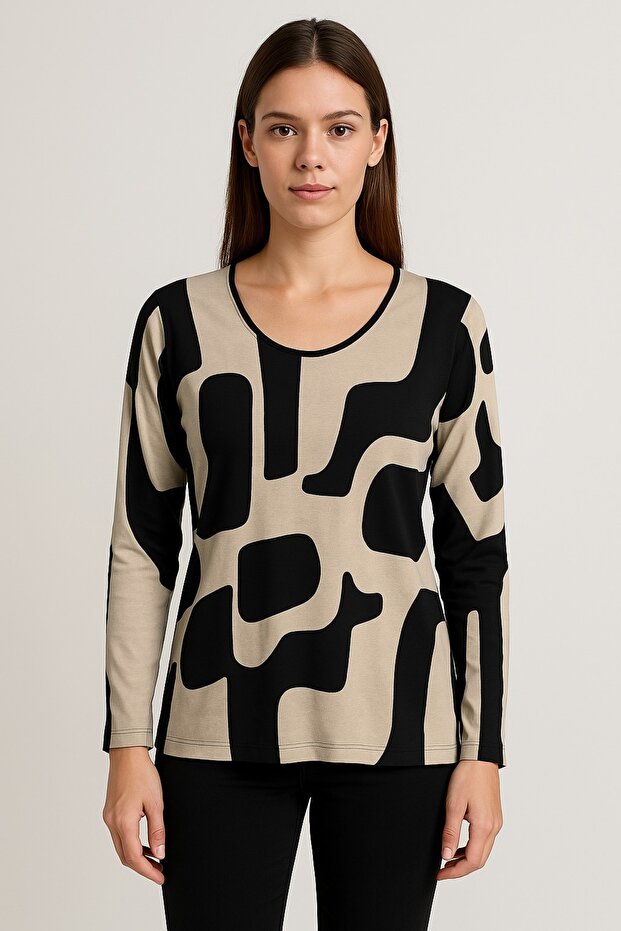 Women's Full Lichra Viscosa Combed Round Neck Large Size Bluz