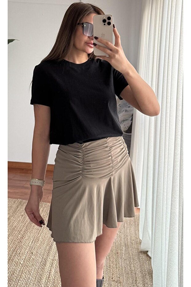 Bisiklet Yaka Basıc T-shirt- Siyah - 7