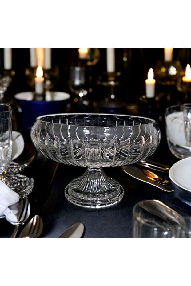 Cut Crystal Round Standing Presentation Bowl 22 Cm Salad Presentation Bowl