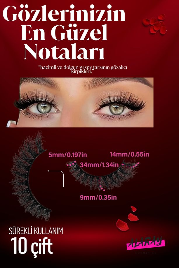 Takma Ipek Kirpikler Alara^nın Kolleksıyonu Wıspy Tarzı 10 Cıft 5d Curl Rus Volume- Etkili Bakışlar - 3