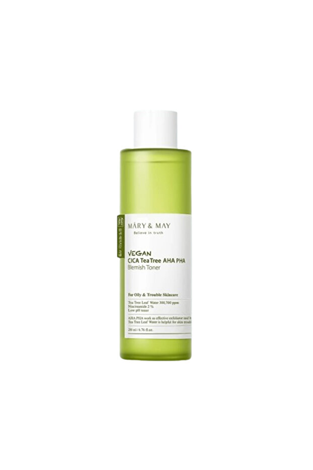 Mary&May Vegan CICA Tea Tree AHA PHA Blemish Toner 200ml
