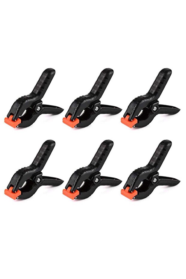 مشبك زنبركي للخلفية مكون من 6 قطع باللون الأسود/البرتقالي - 1