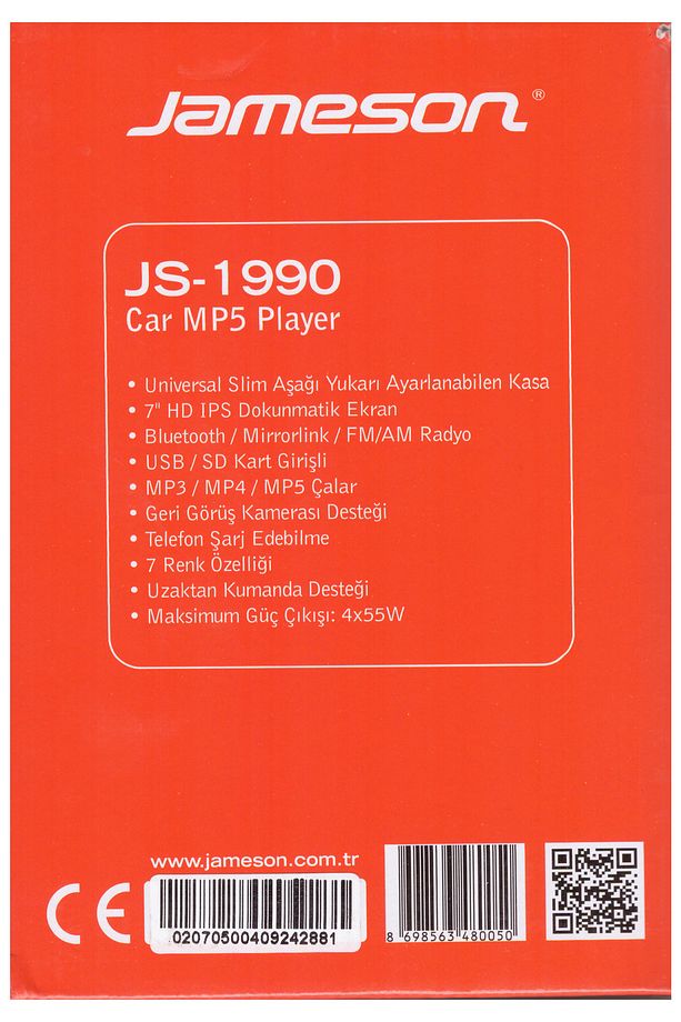 JS-1990 Double Teyp Kameralı 7" 4X55W Mirror Link BT/USB/SD/MP5/AUX/FMTOFAS SERİ - 3