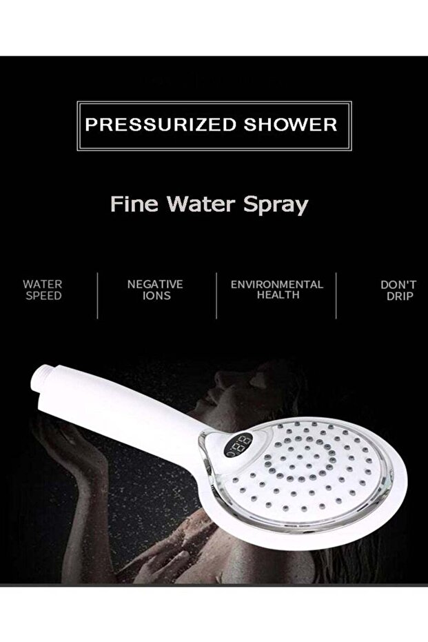 LED digital display showerhead, electroplating process, three-color display, easy to clean,white - 3